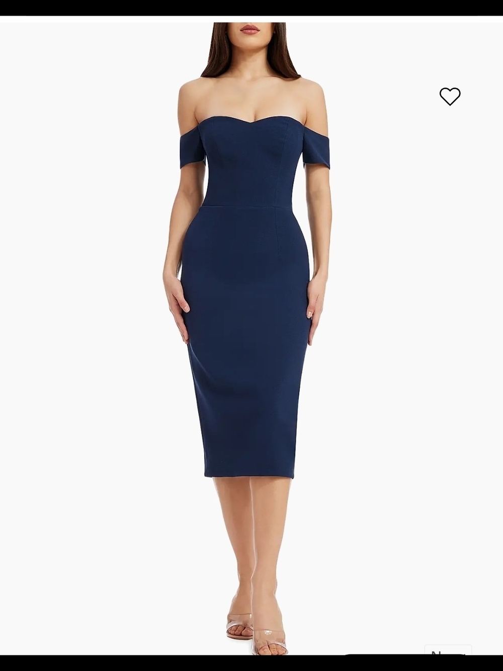Dress The Population Navy Bailey Off-The-Shoulder Midi Dress